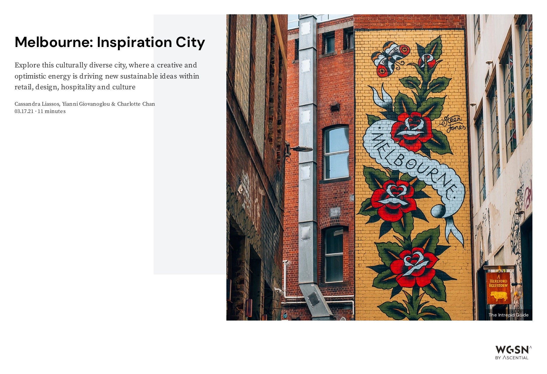 WGSN - "Melbourne: Inspiration city"