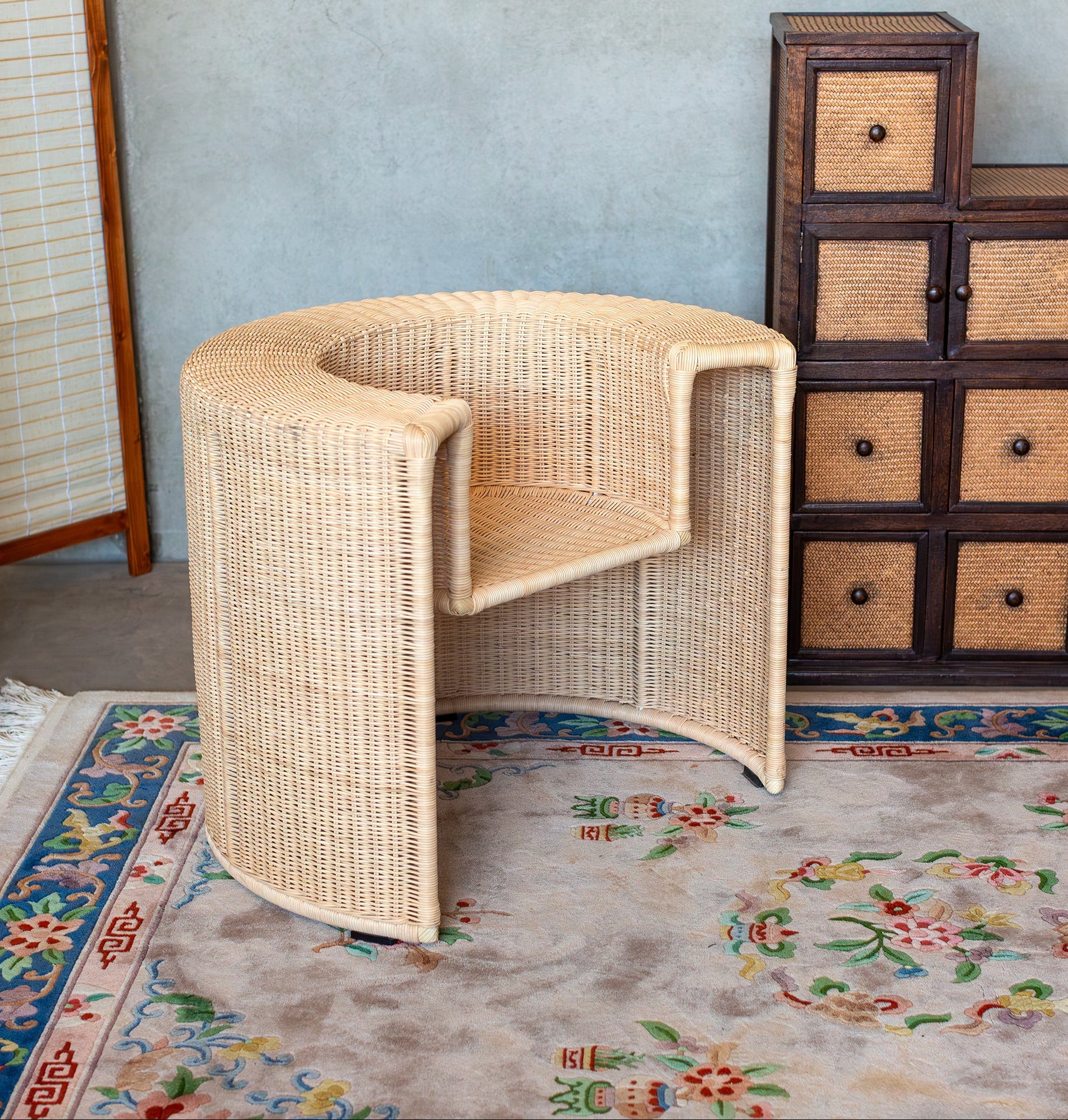 Charlotte cane chair with woven cane backrest